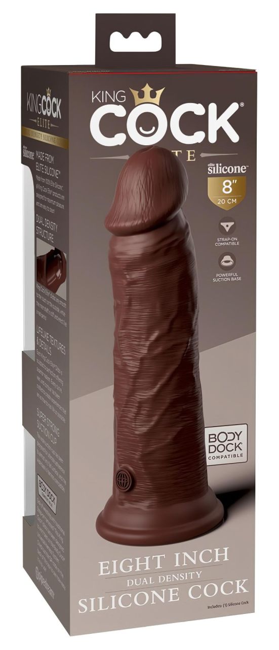 King Cock Elite 8 - tapadótalpas, élethű dildó (20cm) - barna