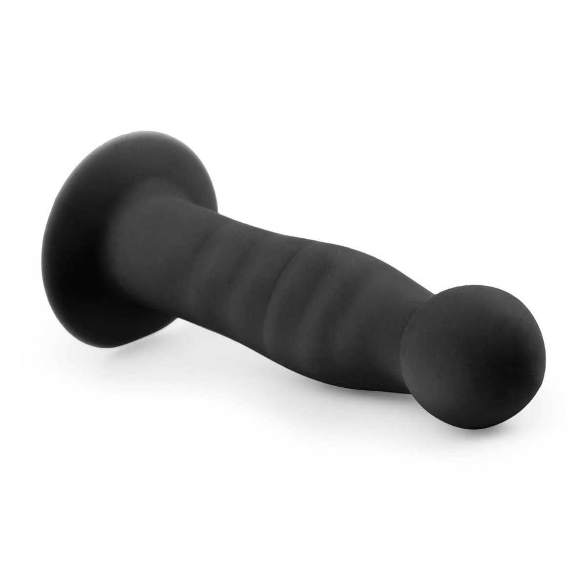 Easytoys Ribbed - tapadótalpas anál dildó (14cm) - fekete