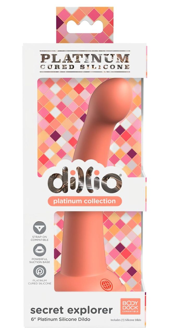 Dillio Secret Explorer - tapadótalpas makkos dildó (17cm) - narancs