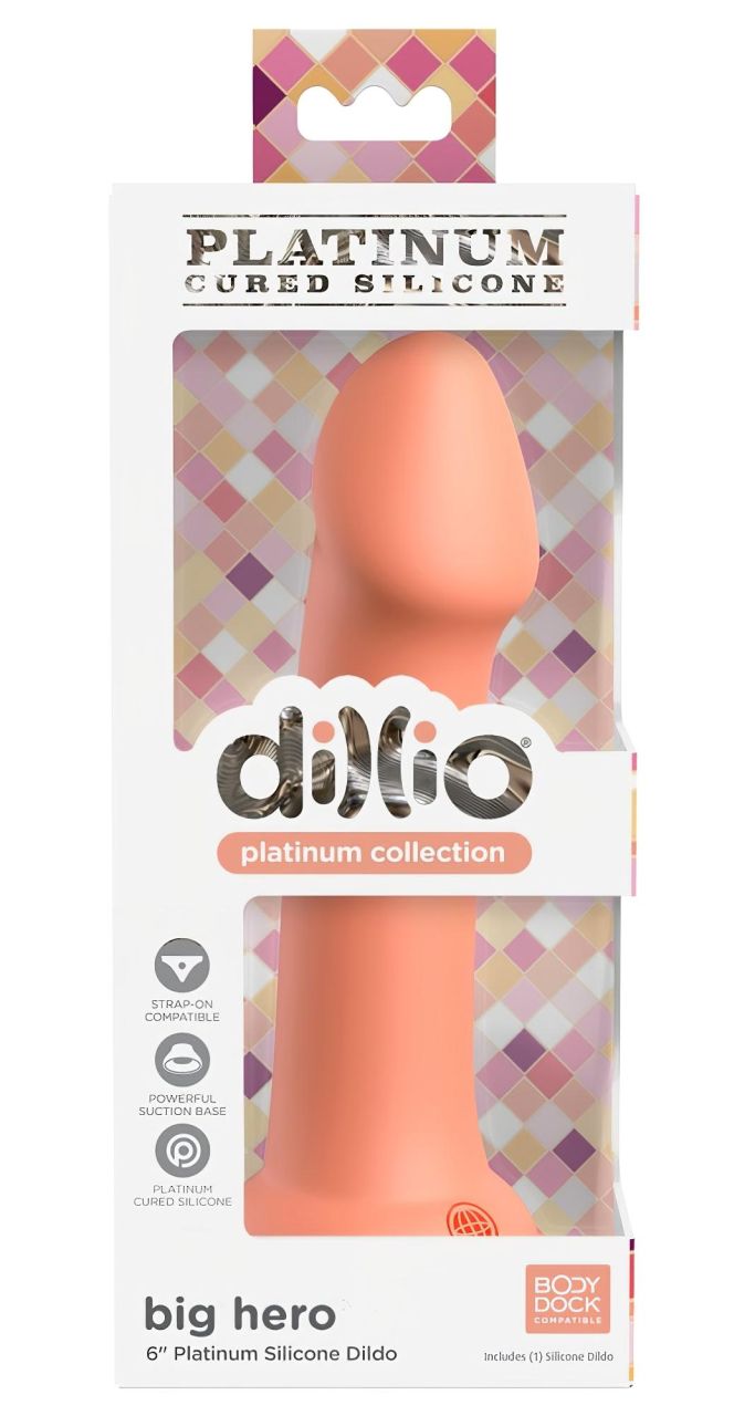 Dillio Big Hero - tapadótalpas szilikon dildó (17cm) - narancs