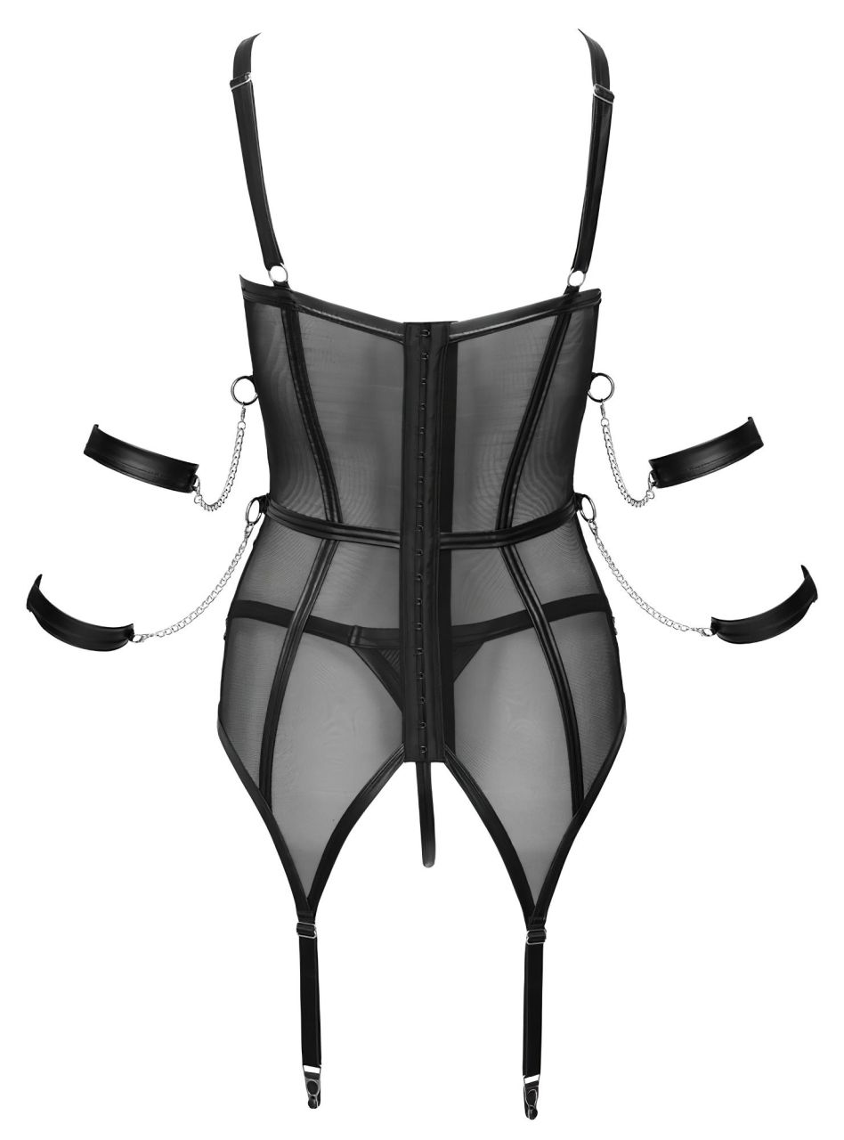/ Cottelli Bondage - pántos felső, kar bilincs és tanga (fekete) / Cottelli Bondage - pántos felső, kar bilincs és tanga (fekete)