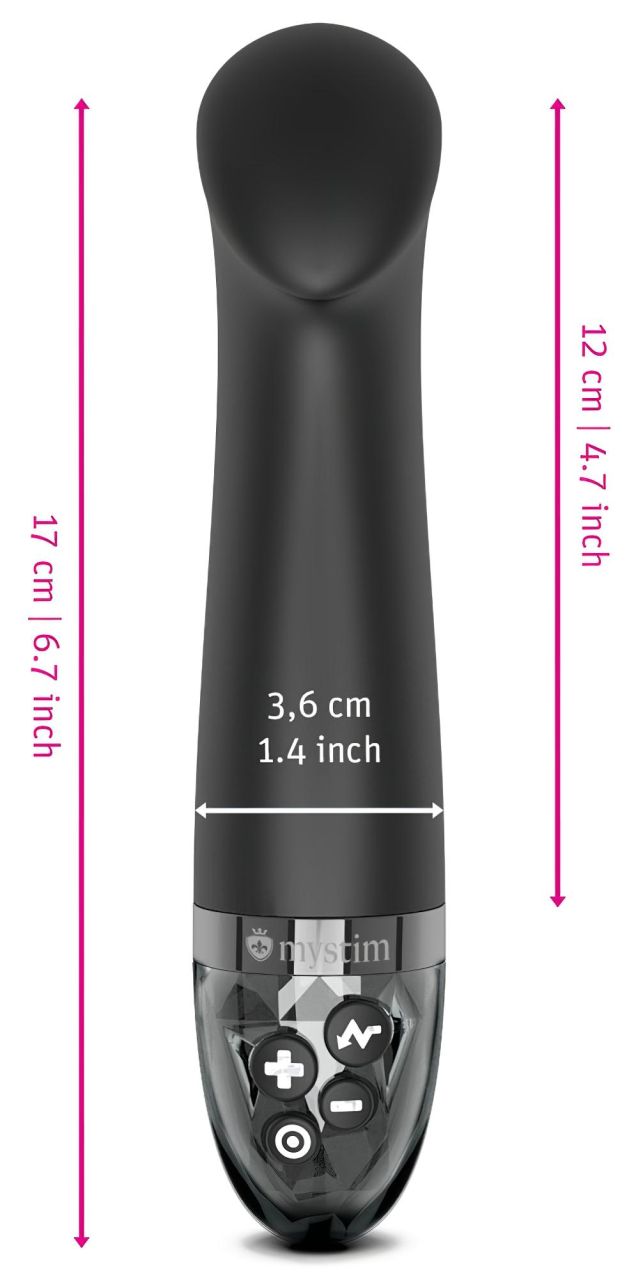 mystim Right on Ron E-Stim - akkus, elektro G-pont vibrátor (fekete)