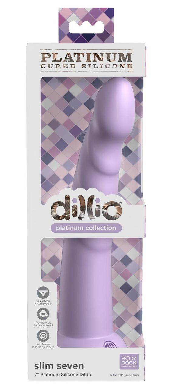 Dillio Slim Seven - tapadótalpas stimuláló dildó (20cm) - lila