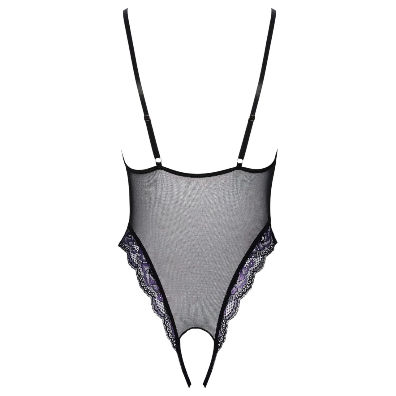 Cottelli - hímzett, nyitott csipke body (fekete-lila) Cottelli - hímzett, nyitott csipke body (fekete-lila)