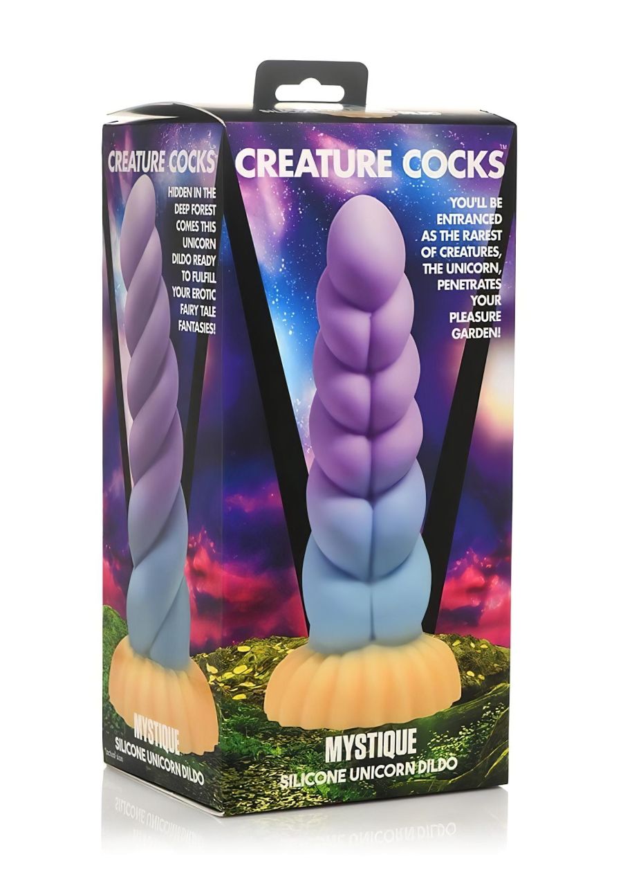 Creature Cocks Mystique - unikornis dildó - 21cm (lila-sárga)