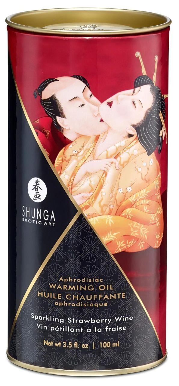 Shunga - melegítő masszázsolaj - pezsgő-eper (100ml)