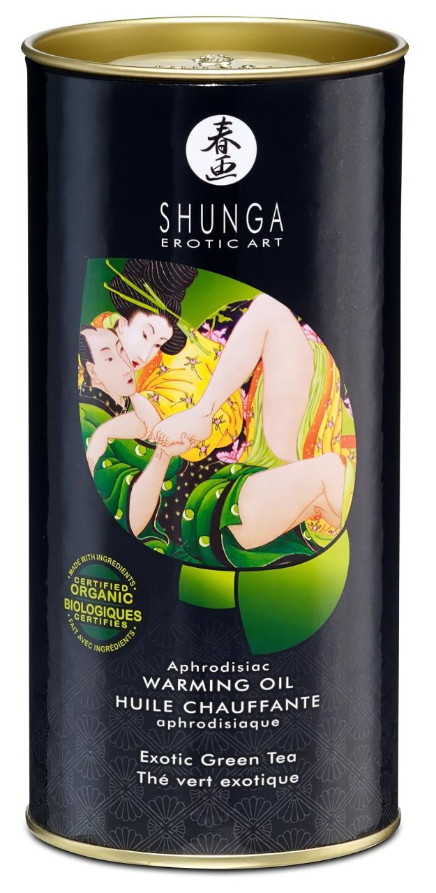 Shunga - melegítő masszázsolaj - zöld tea (100ml)