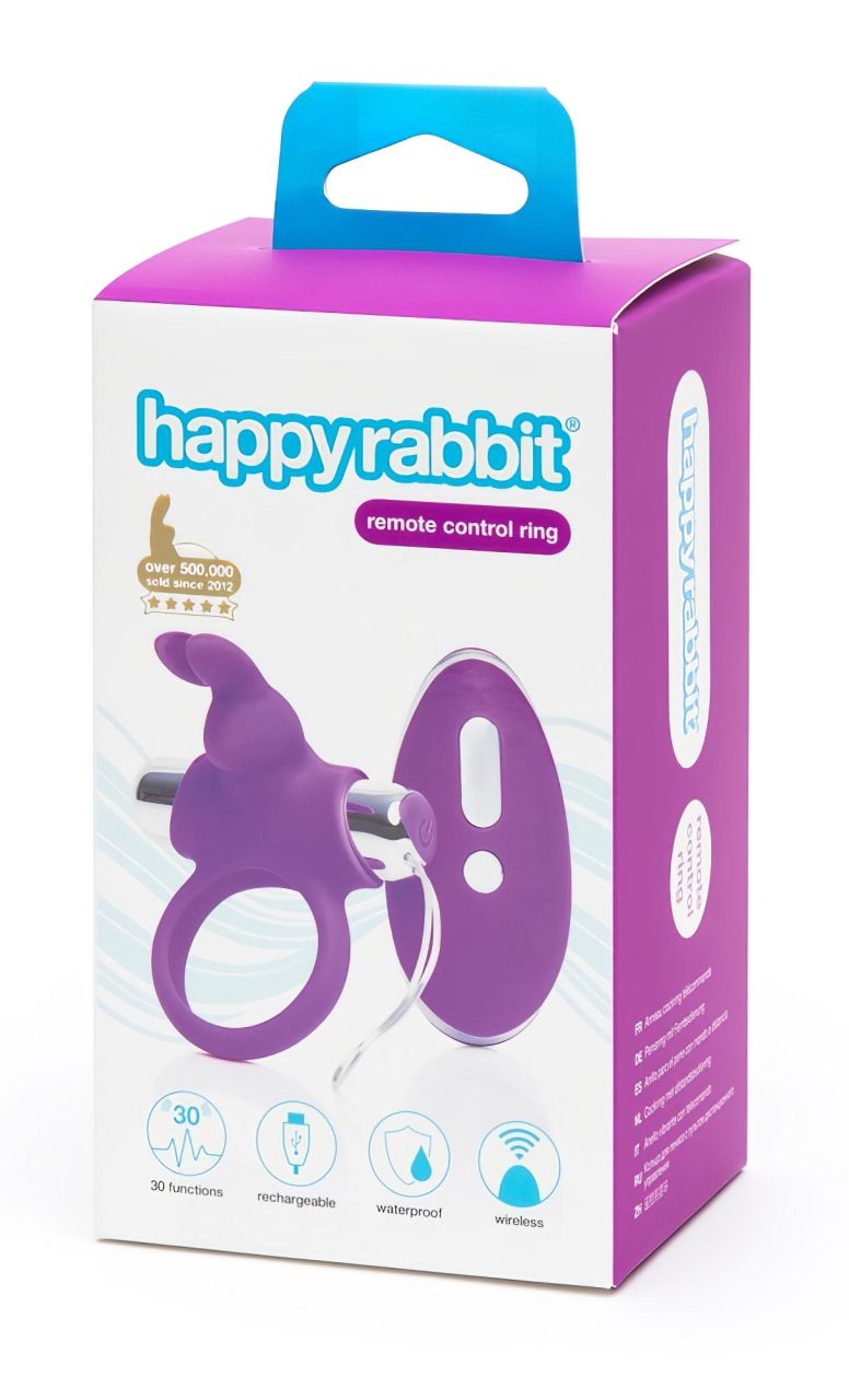 Happyrabbit - akkus, rádiós péniszgyűrű (lila-ezüst)