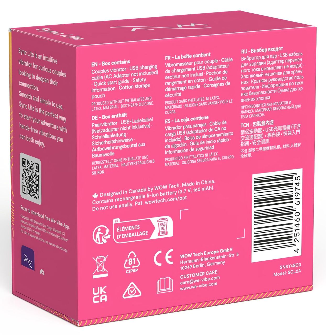 We-Vibe Sync Lite - okos, rádiós párvibrátor (pink)