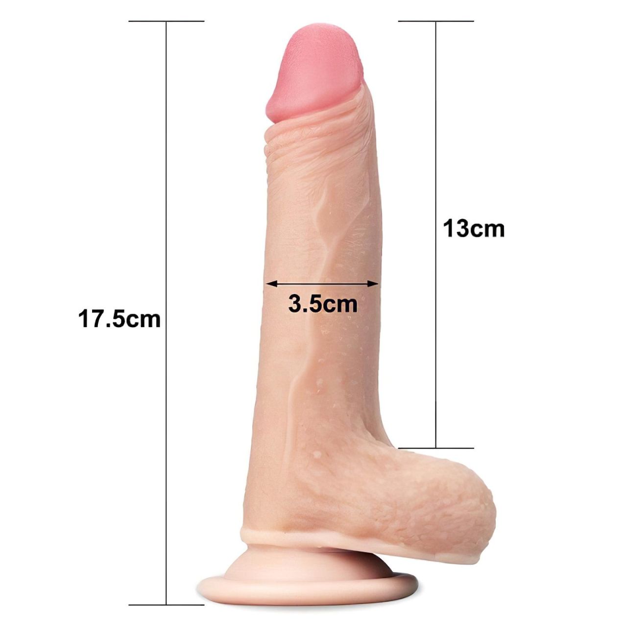 Lovetoy Sliding-Skin - kétrétegű tapadótalpas dildó - 18cm (natúr)