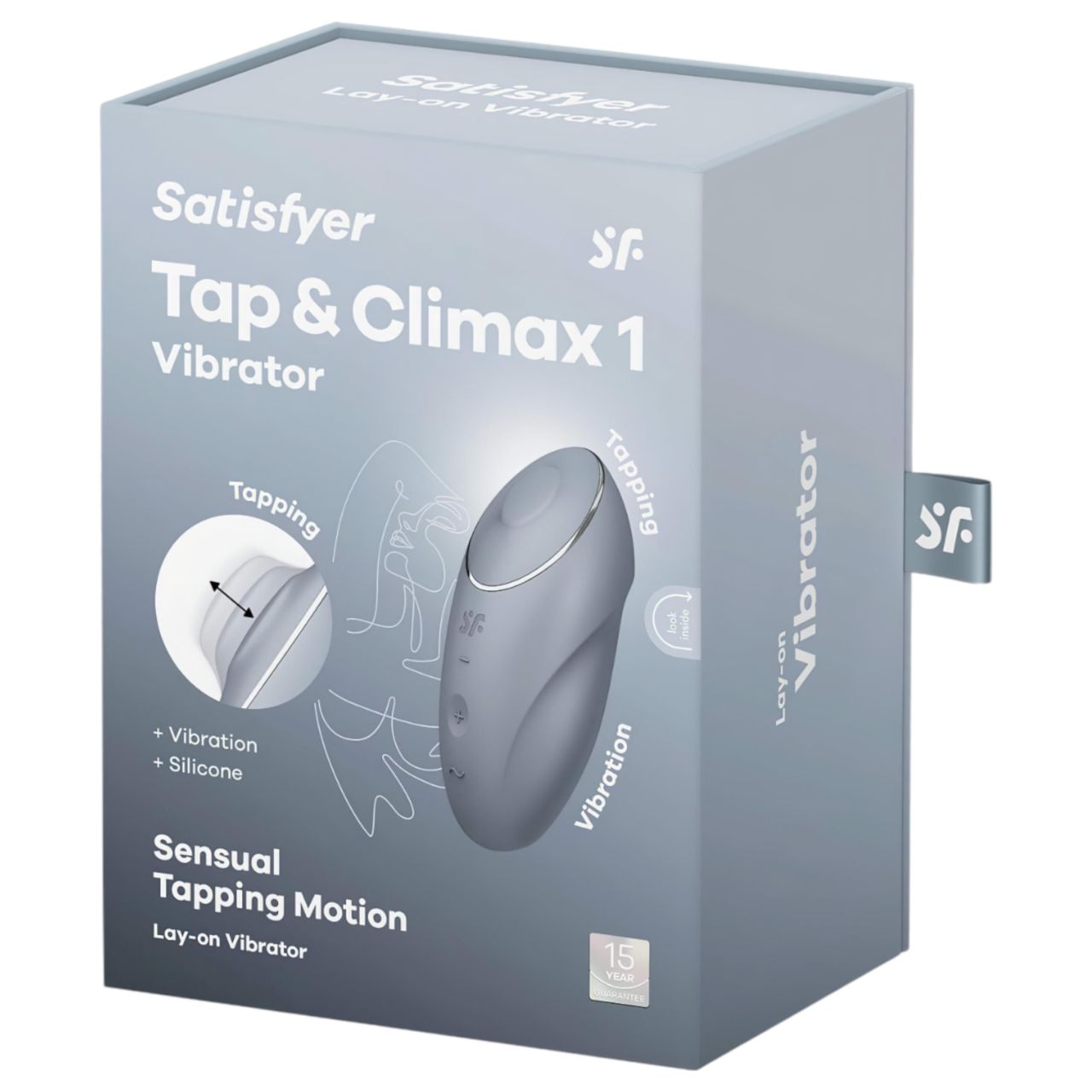 Satisfyer Tap & Climax 1 - 2in1 vibrátor és csiklóizgató (szürke)