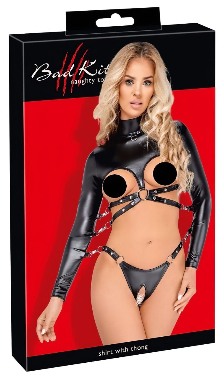 Bad Kitty - nyitott mellű bondage szett (fekete) Bad Kitty - nyitott mellű bondage szett (fekete)
