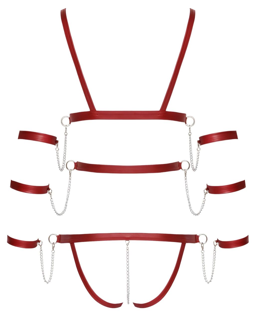 Bad Kitty - szegecses bondage body (piros) Bad Kitty - szegecses bondage body (piros)