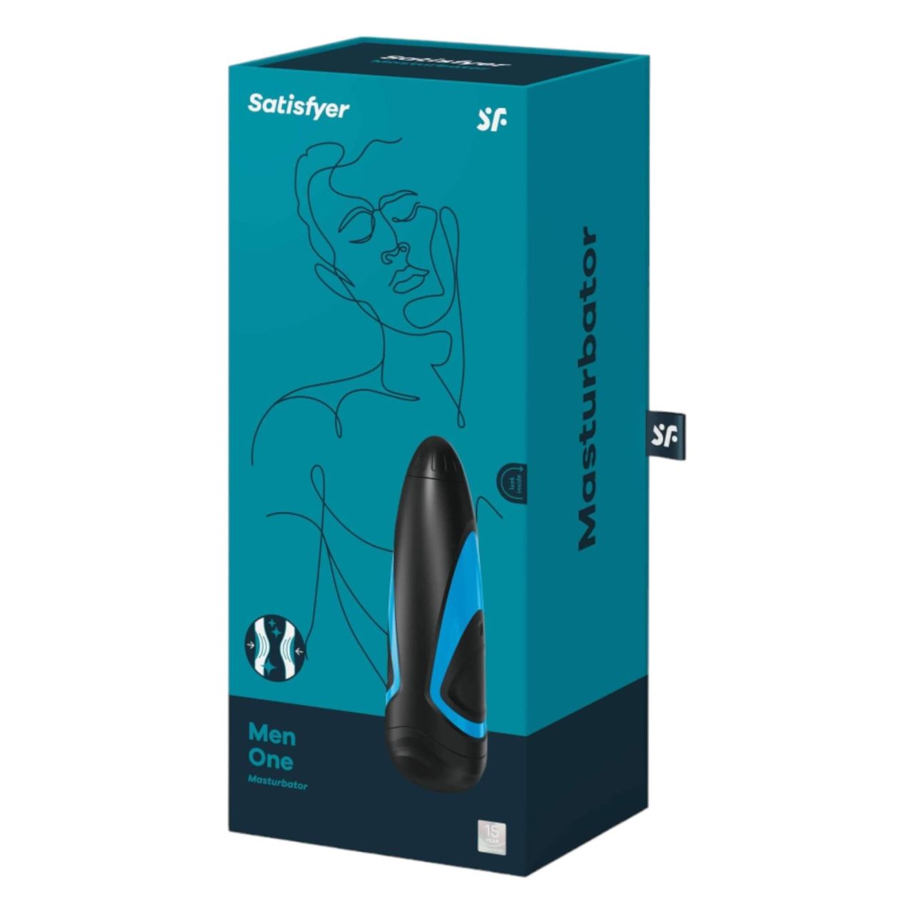 Satisfyer Men One maszturbátor és Lusty Tongues betét (kék-fekete)