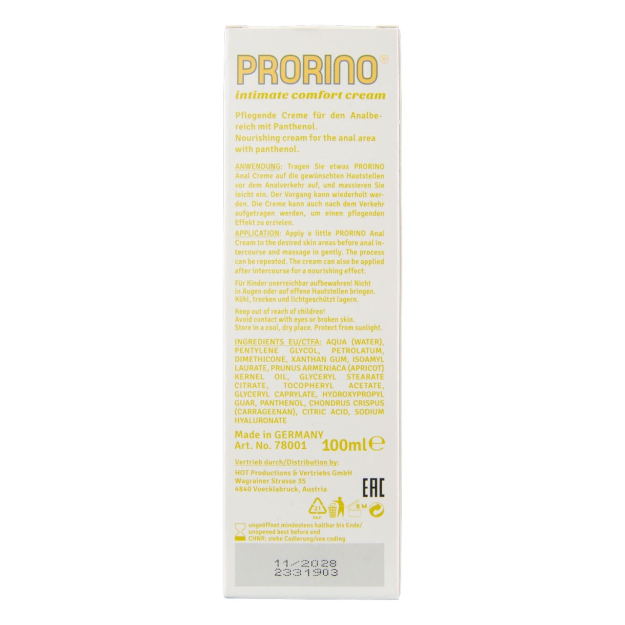 HOT Prorino - anál ápoló krém (100ml)