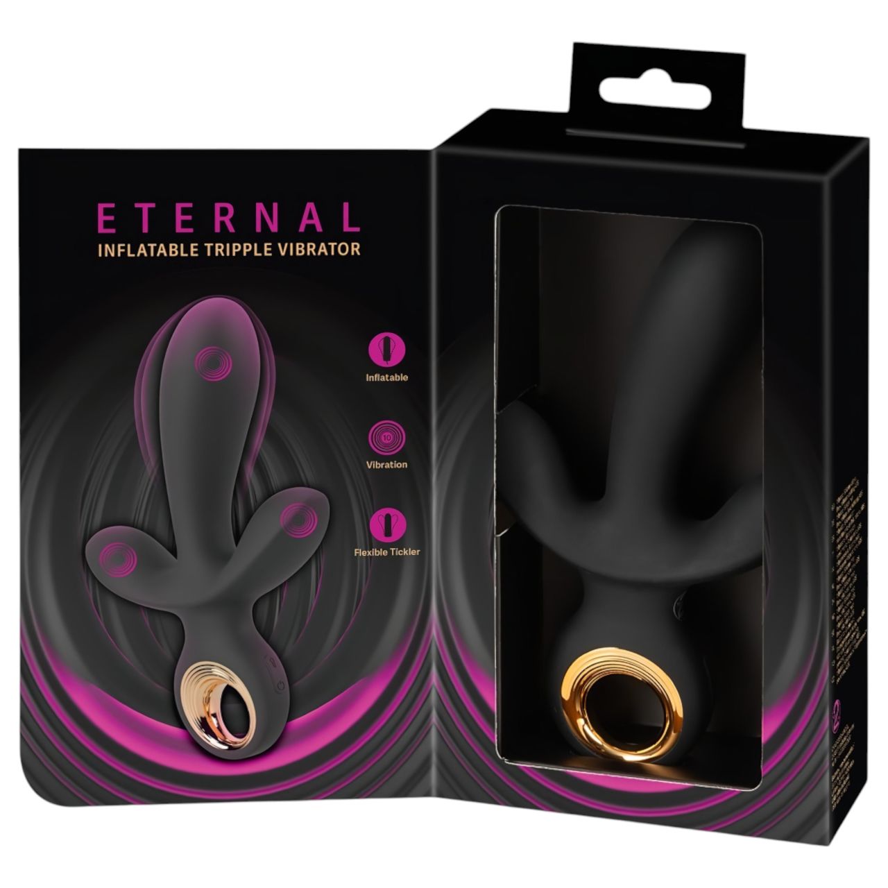 Eternal - felpumpálható tripla vibrátor (fekete)