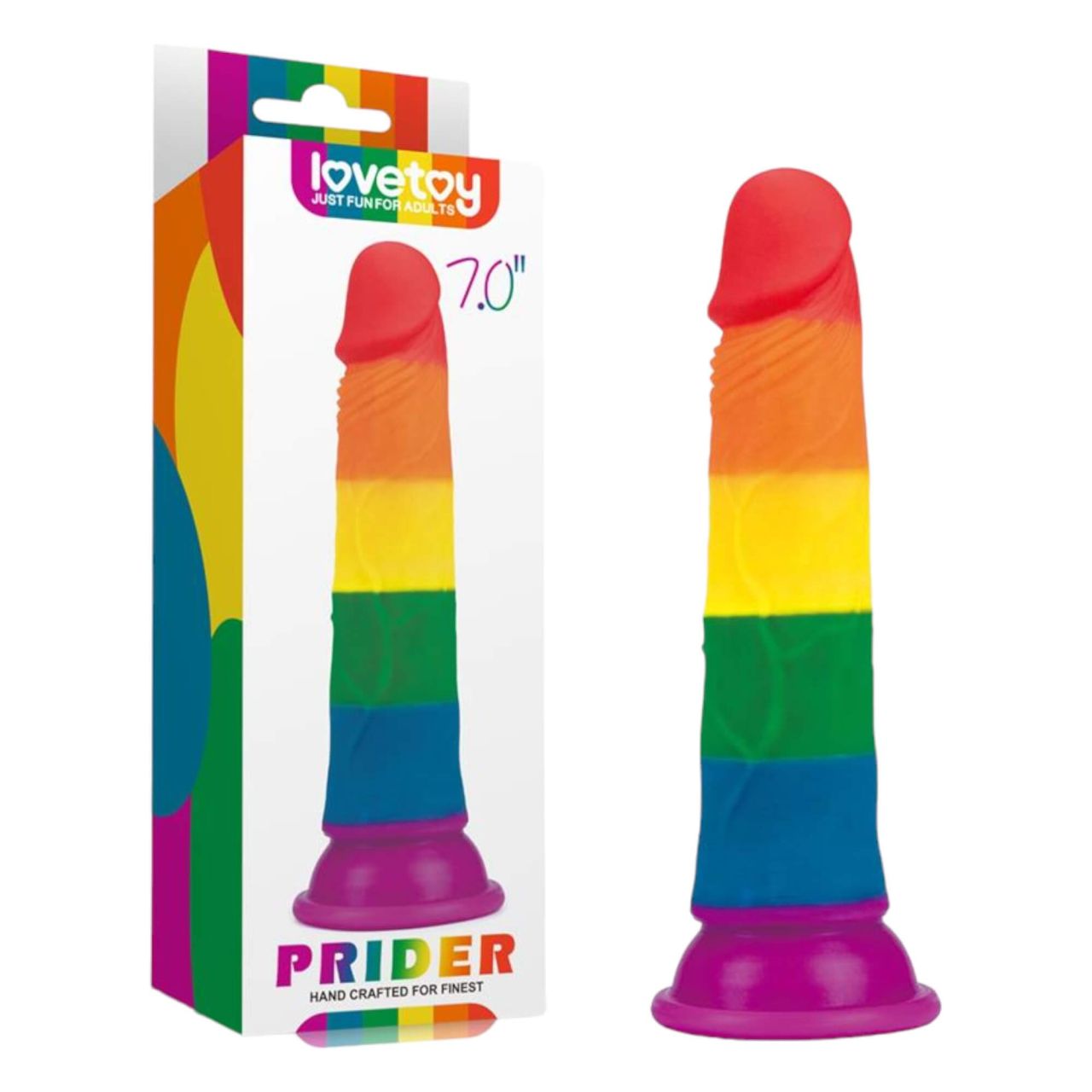 Lovetoy Prider - élethű dildó - 19cm (szivárvány)