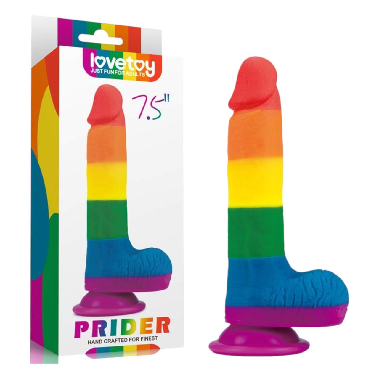 Lovetoy Prider - élethű herés dildó - 20cm (szivárvány)