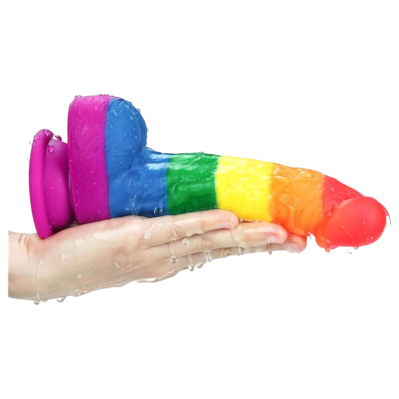 Lovetoy Prider - élethű likvid szilikon dildó - 19cm (szivárvány)