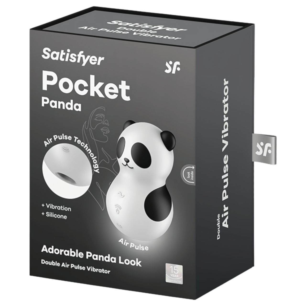 Satisfyer Pocket Panda - léghullámos csiklóizgató (fekete)