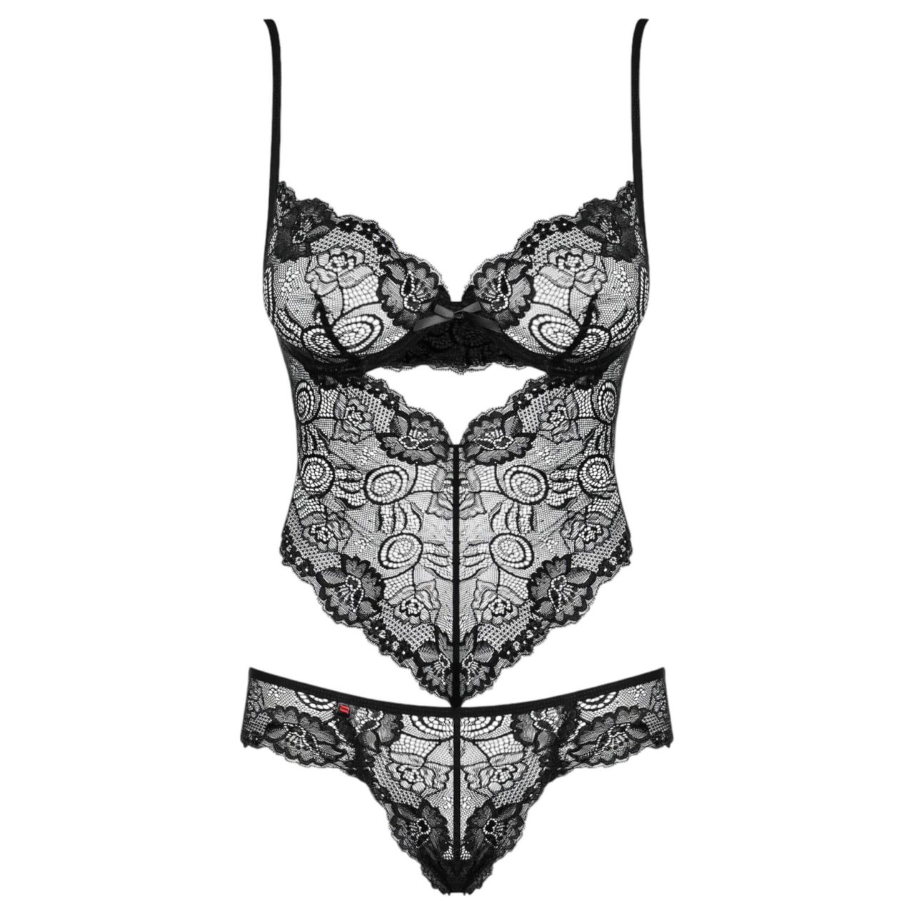 Obsessive Alluria - virágos csipke body (fekete) Obsessive Alluria - virágos csipke body (fekete)