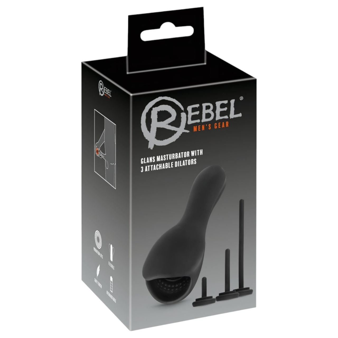 Rebel - makkvibrátor húgycsőtágítóval (fekete) Rebel - makkvibrátor húgycsőtágítóval (fekete)