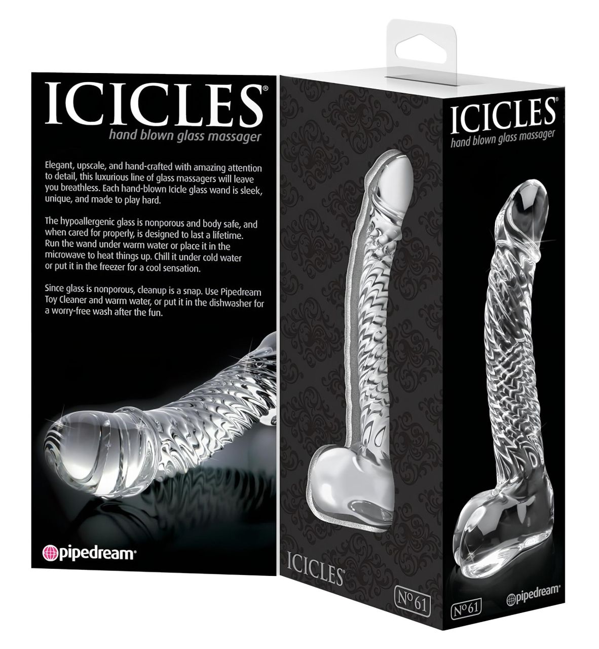 Icicles No. 61 - herés, péniszes üveg dildó (átlátszó) Icicles No. 61 - herés, péniszes üveg dildó (átlátszó)