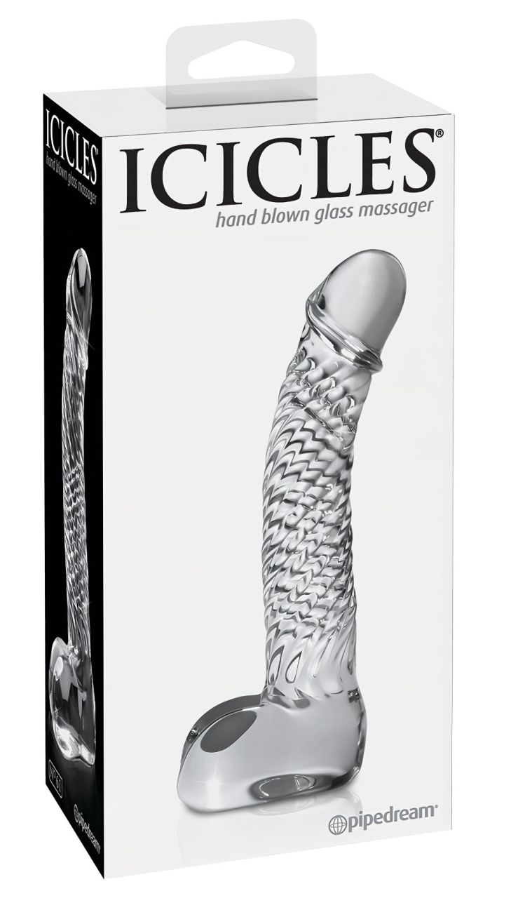 Icicles No. 61 - herés, péniszes üveg dildó (átlátszó) Icicles No. 61 - herés, péniszes üveg dildó (átlátszó)