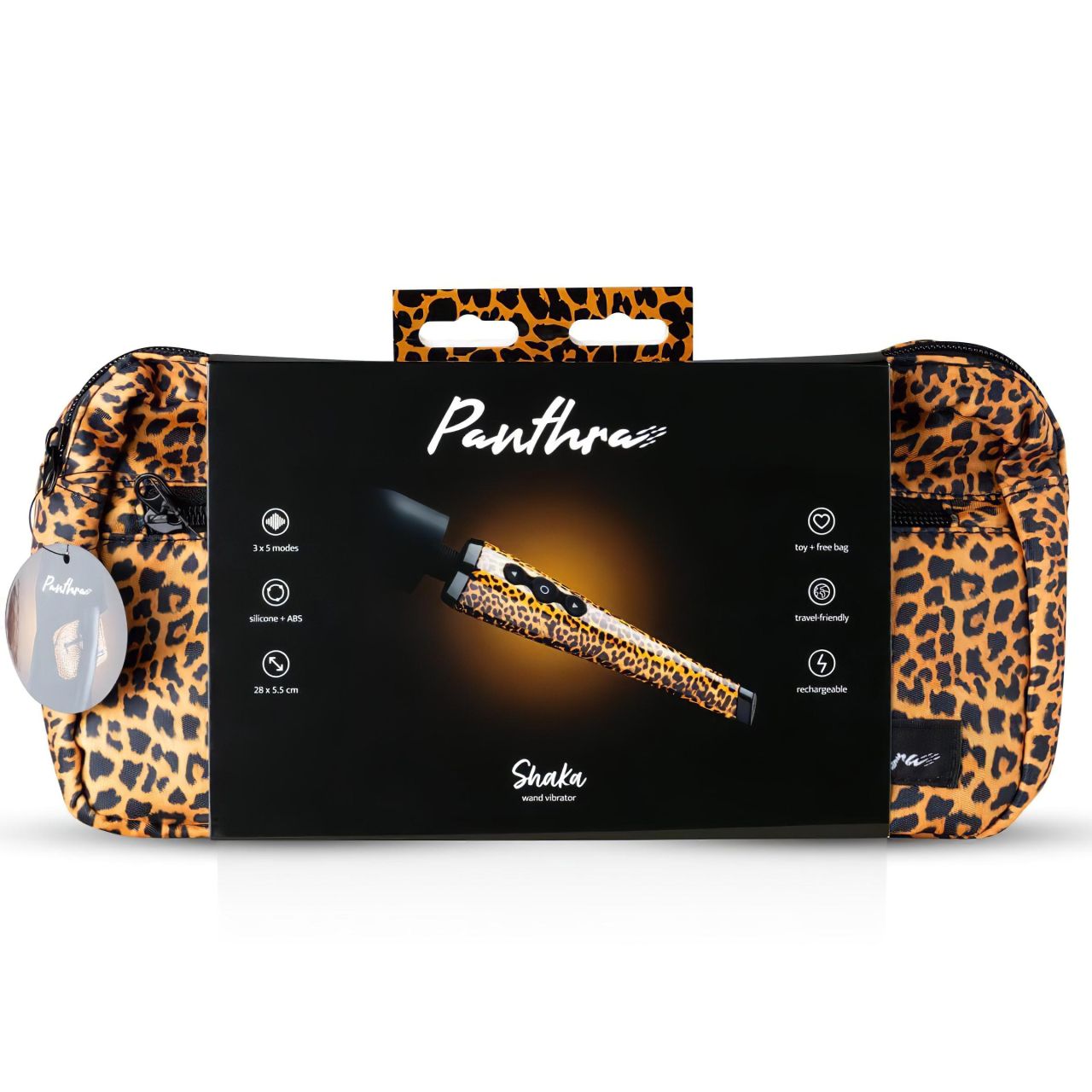 Panthra Shaka Wand - akkus, masszírozó vibrátor (leopárd-fekete) Panthra Shaka Wand - akkus, masszírozó vibrátor (leopárd-fekete)