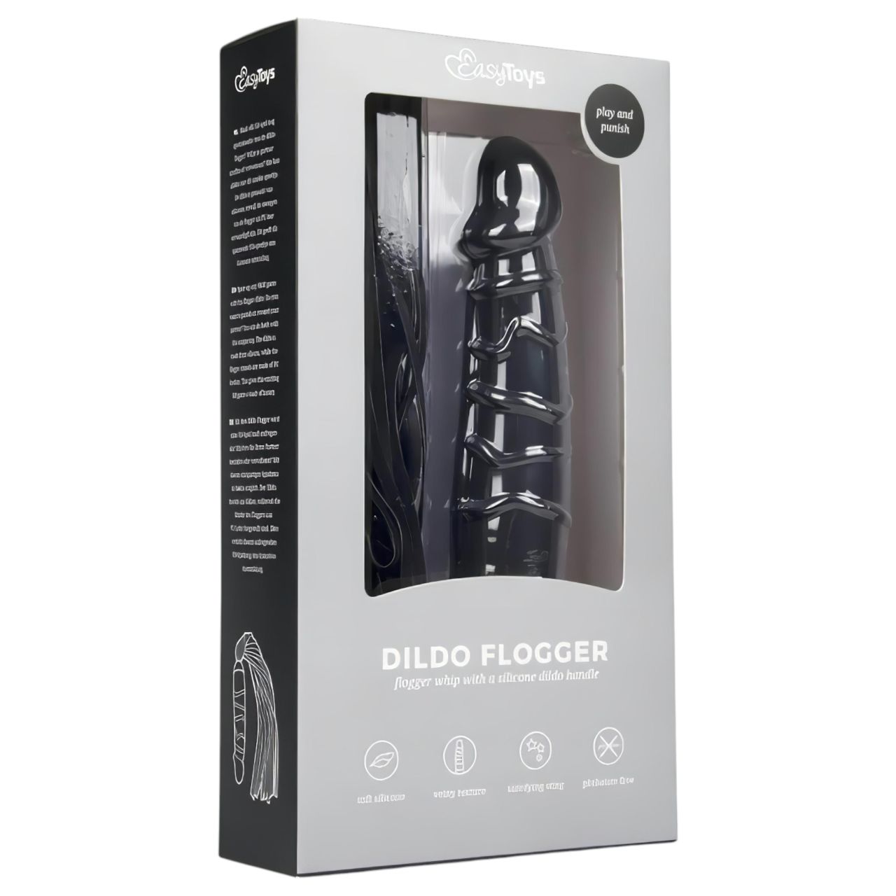 Easytoys Flogger - korbács és szilikon dildó egyben (fekete) Easytoys Flogger - korbács és szilikon dildó egyben (fekete)