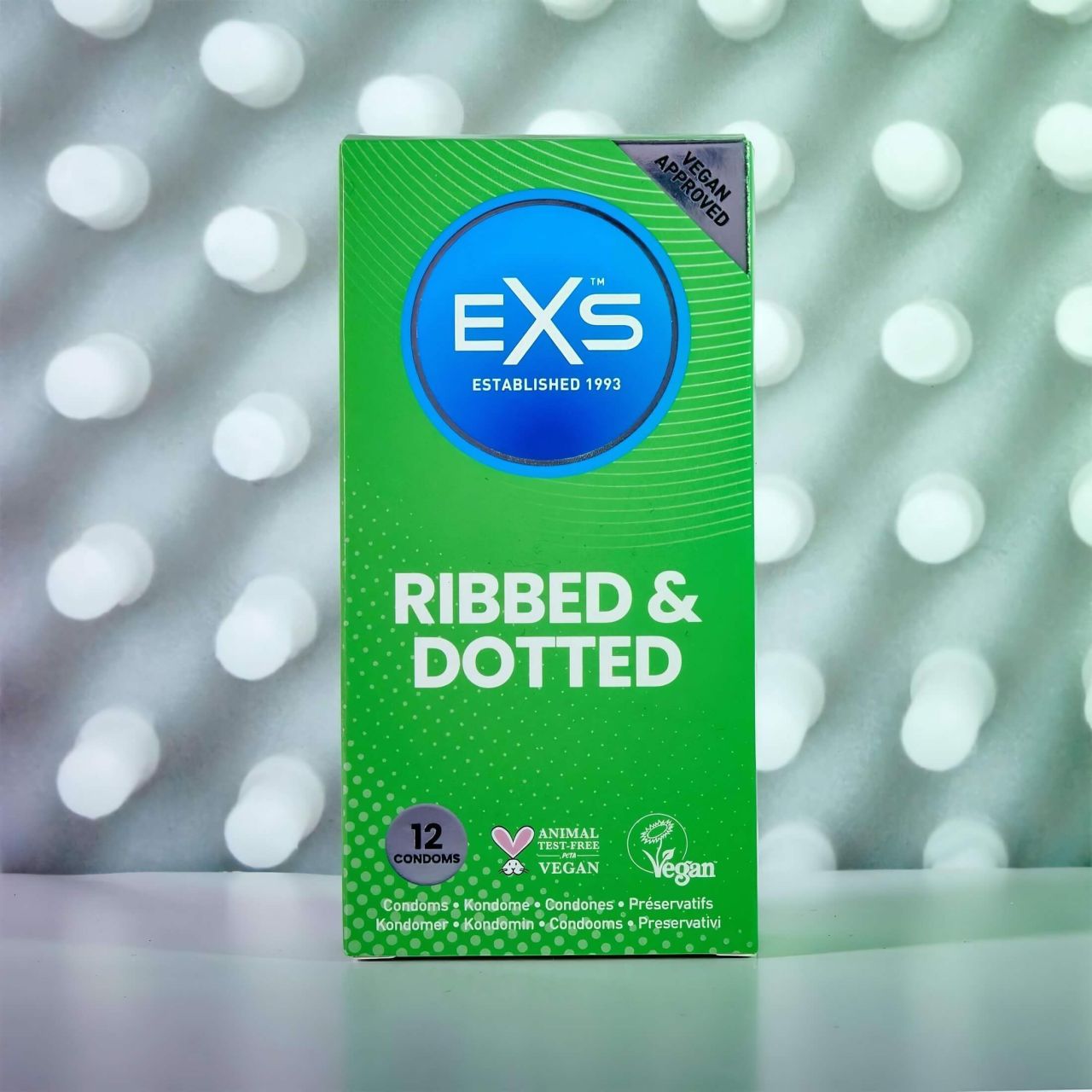 EXS Ribbed, Dotted and Flared - pontozott óvszer (12db) EXS Ribbed, Dotted and Flared - pontozott óvszer (12db)
