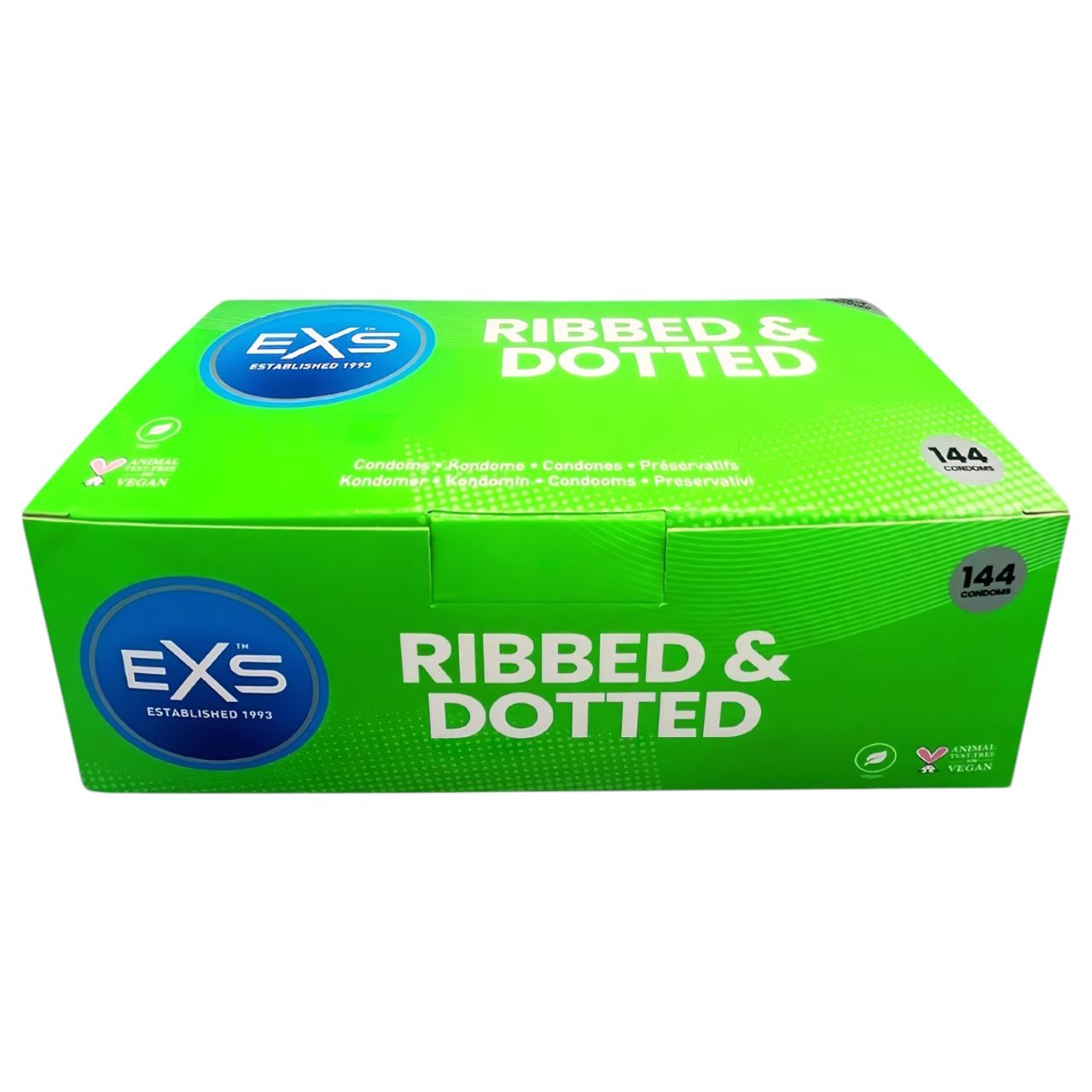 EXS Ribbed, Dotted and Flared - pontozott óvszer (144db) EXS Ribbed, Dotted and Flared - pontozott óvszer (144db)