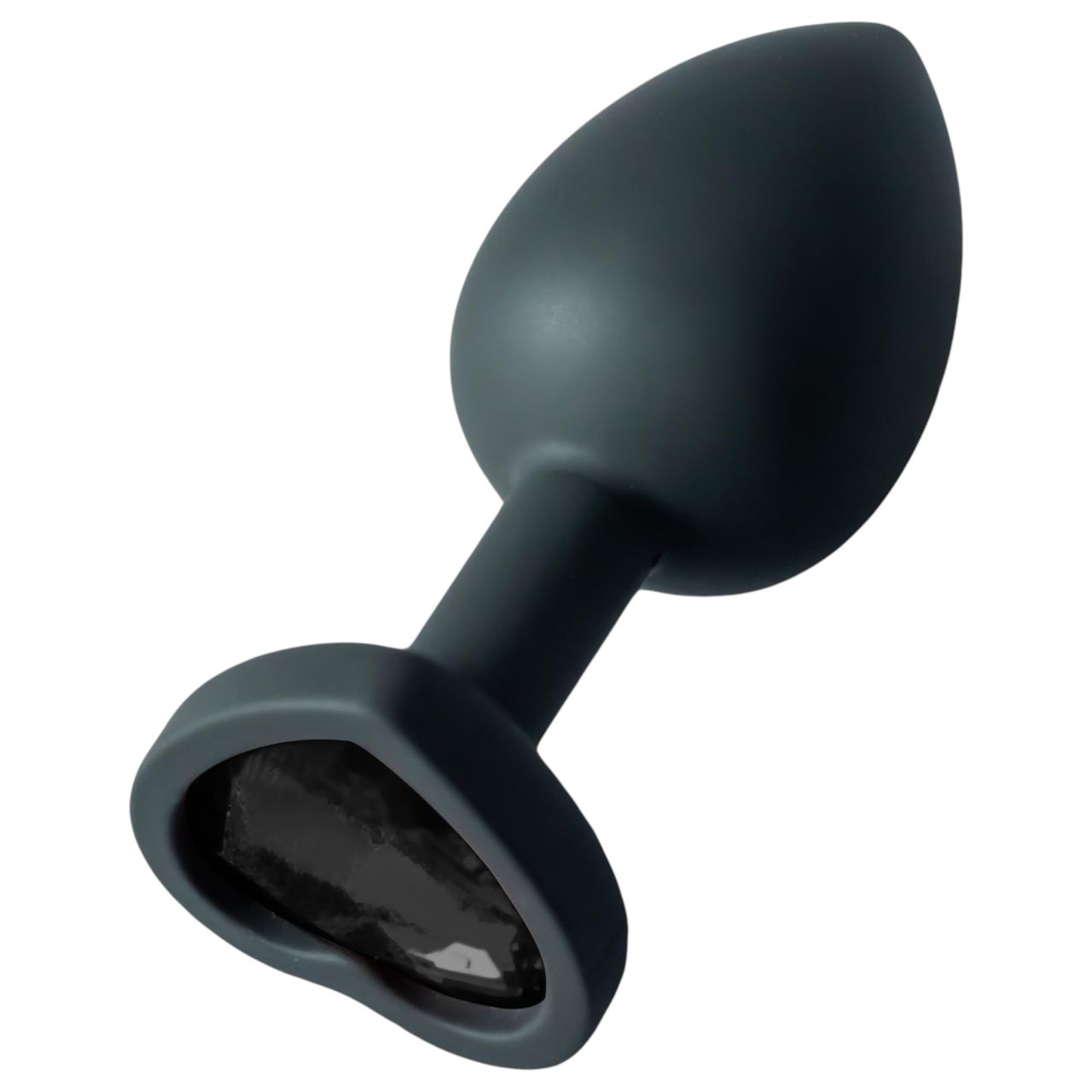 Sunfo - szilikon anál plug szív alakú fekete kővel (fekete) Sunfo - szilikon anál plug szív alakú fekete kővel (fekete)