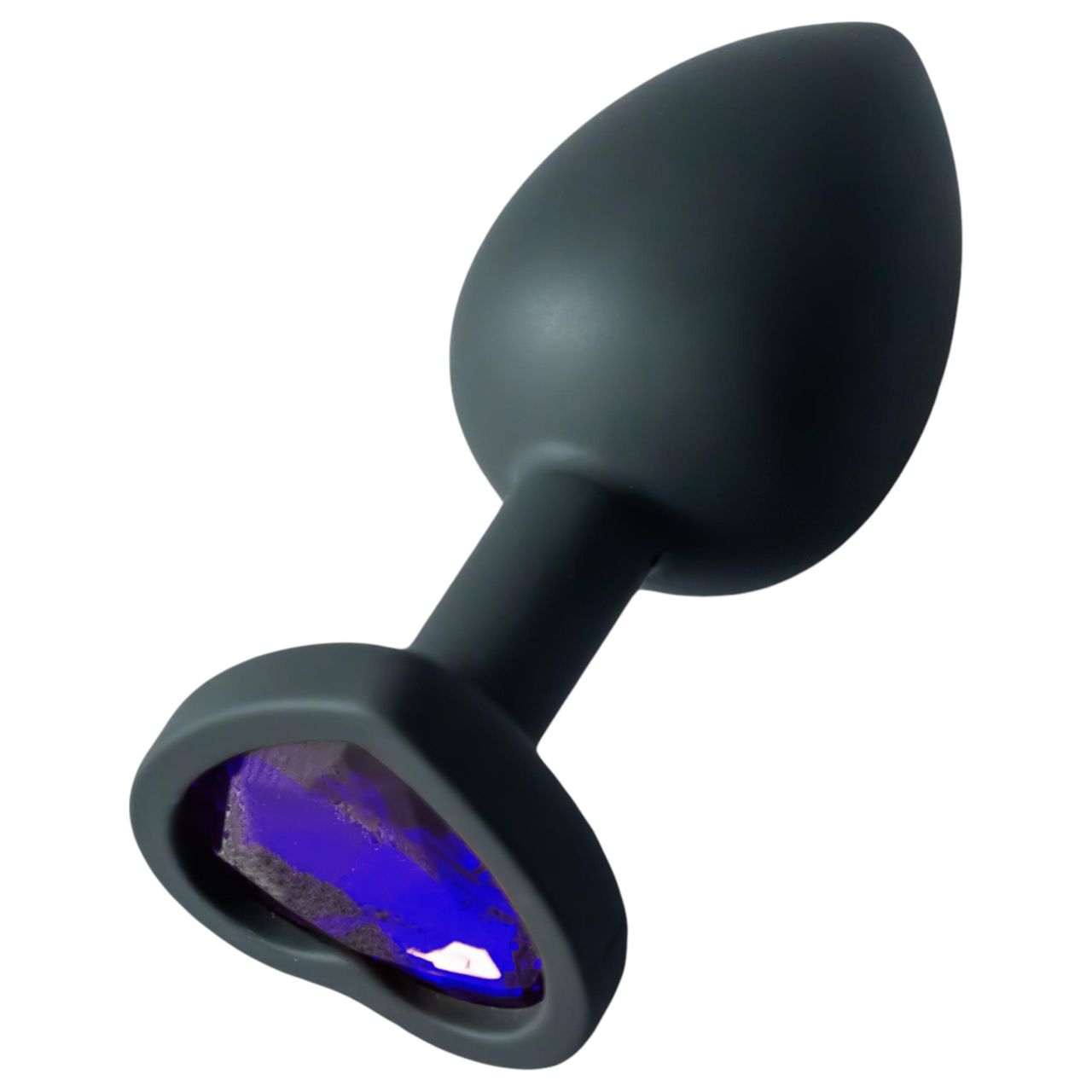 Sunfo - szilikon anál plug szív alakú lila kővel (fekete) Sunfo - szilikon anál plug szív alakú lila kővel (fekete)