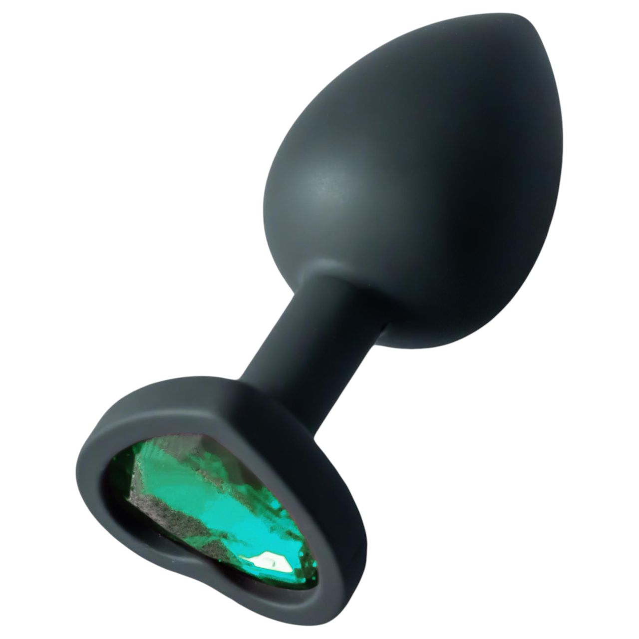 Sunfo - szilikon anál plug szív alakú zöld kővel (fekete) Sunfo - szilikon anál plug szív alakú zöld kővel (fekete)