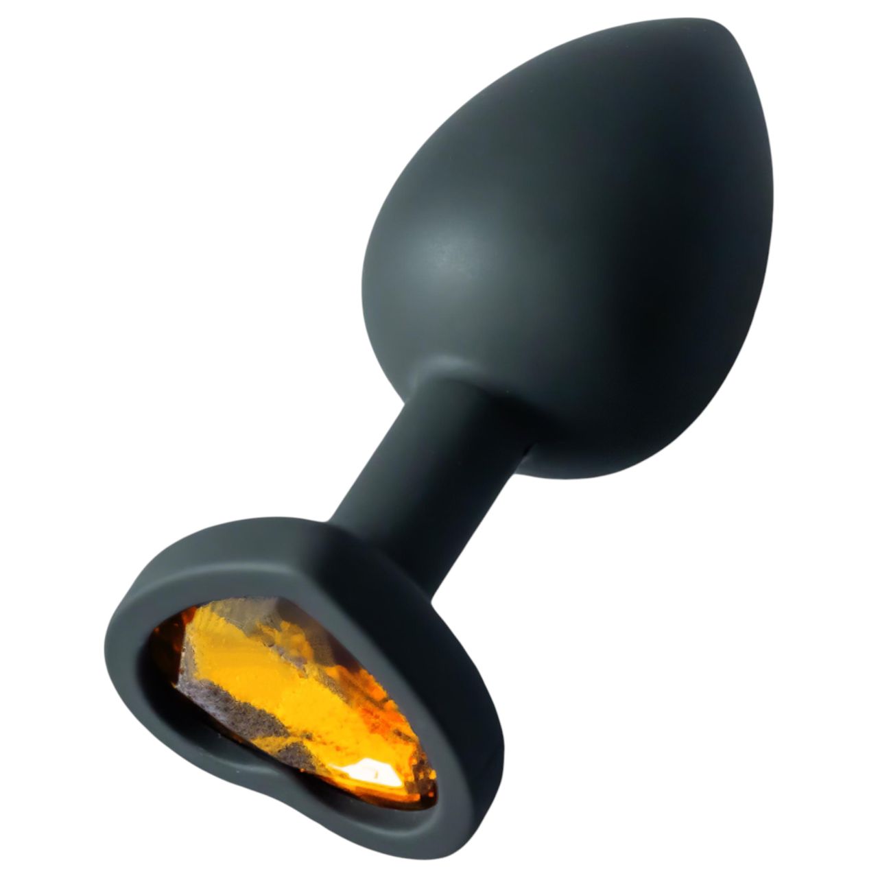 Sunfo - szilikon anál plug szív alakú arany kővel (fekete) Sunfo - szilikon anál plug szív alakú arany kővel (fekete)