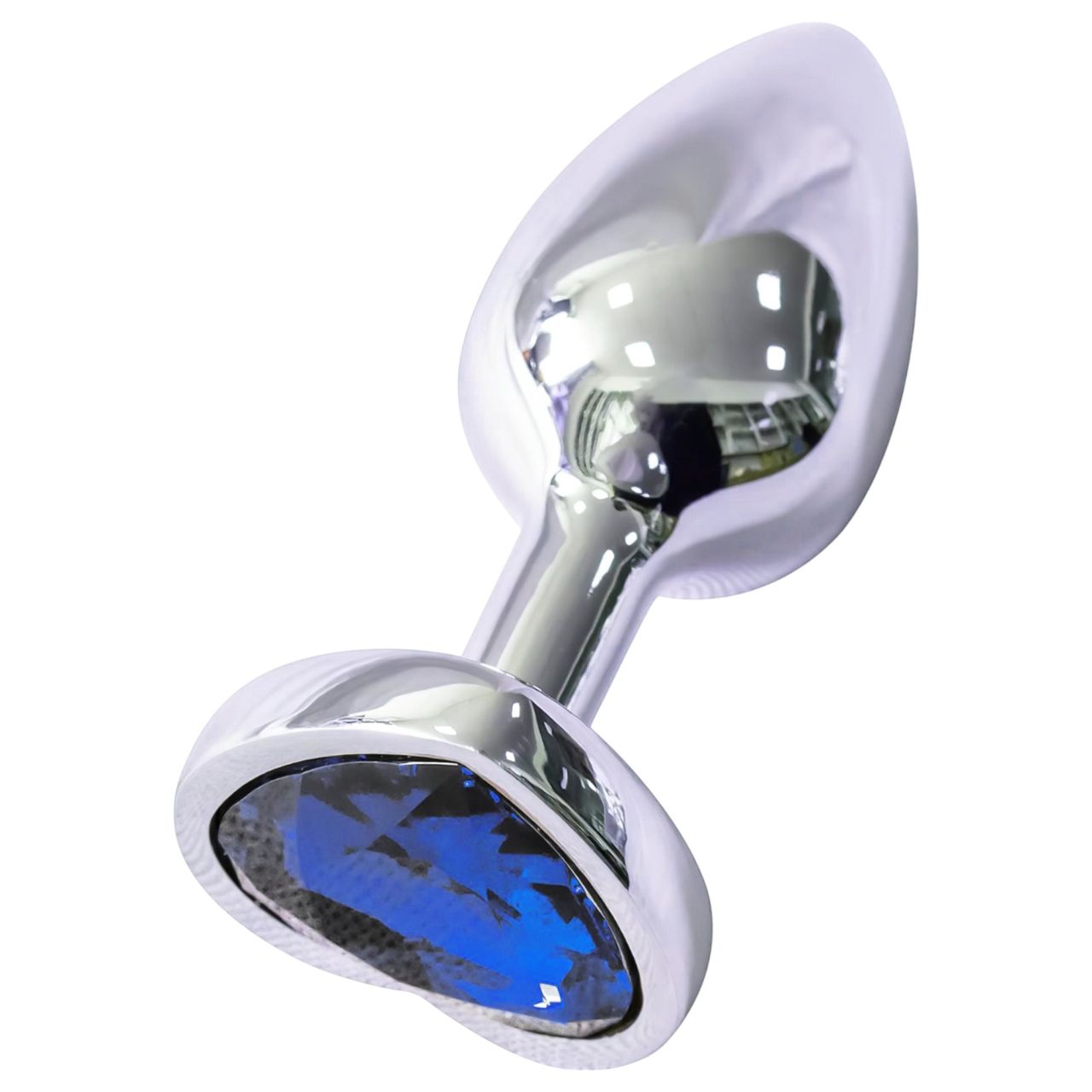 Sunfo - fém anál plug szív alakú kék kővel (ezüst) Sunfo - fém anál plug szív alakú kék kővel (ezüst)
