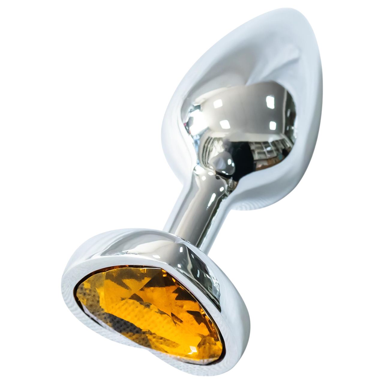 Sunfo - fém anál plug szív alakú arany kővel (ezüst) Sunfo - fém anál plug szív alakú arany kővel (ezüst)