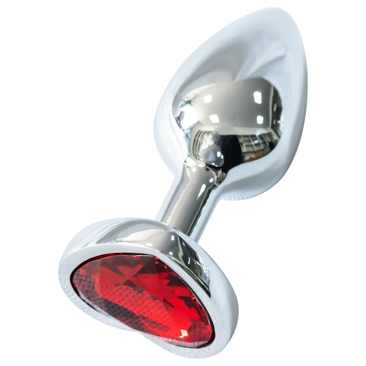 Sunfo - fém anál plug szív alakú piros kővel (ezüst) Sunfo - fém anál plug szív alakú piros kővel (ezüst)
