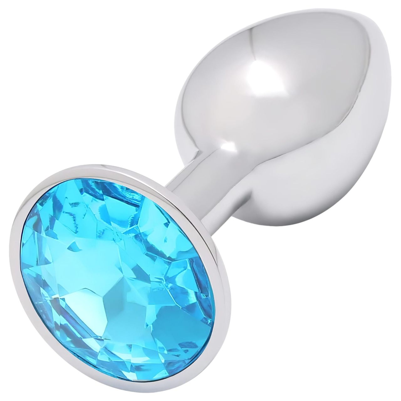 Sunfo - fém anál plug világos kék kővel (ezüst) Sunfo - fém anál plug világos kék kővel (ezüst)