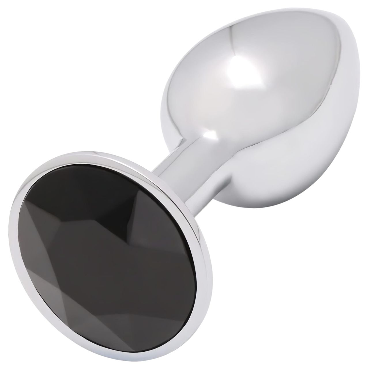 Sunfo - fém anál plug fekete kővel (ezüst) Sunfo - fém anál plug fekete kővel (ezüst)