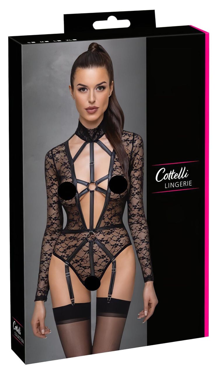 Cottelli - átlátszó, pántos body (fekete) Cottelli - átlátszó, pántos body (fekete)