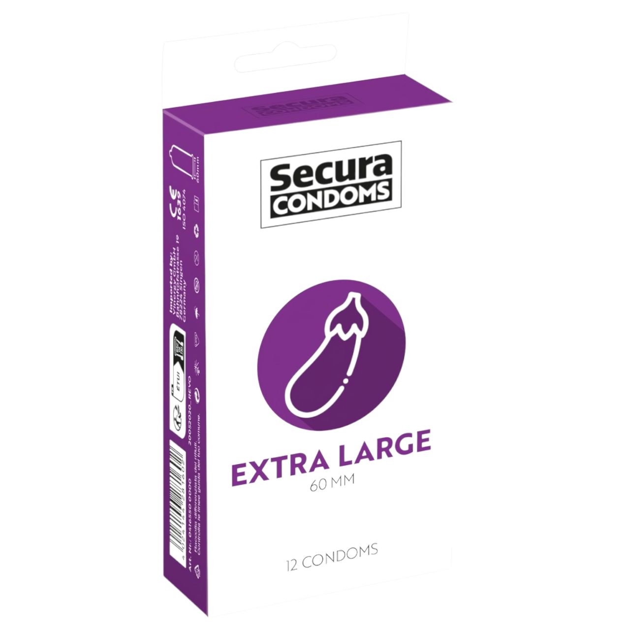 Secura Padlizsán - extra nagy óvszer - 60mm (12db) Secura Padlizsán - extra nagy óvszer - 60mm (12db)