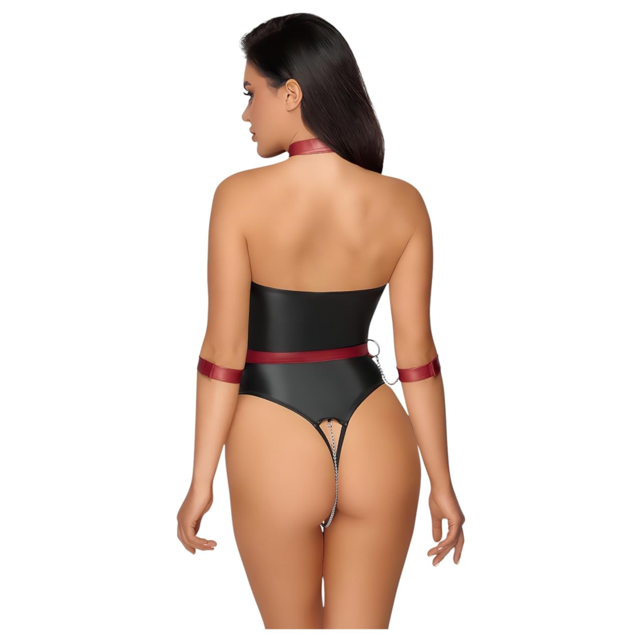 Cottelli Bondage - fényes body és kar bilincs (fekete) Cottelli Bondage - fényes body és kar bilincs (fekete)