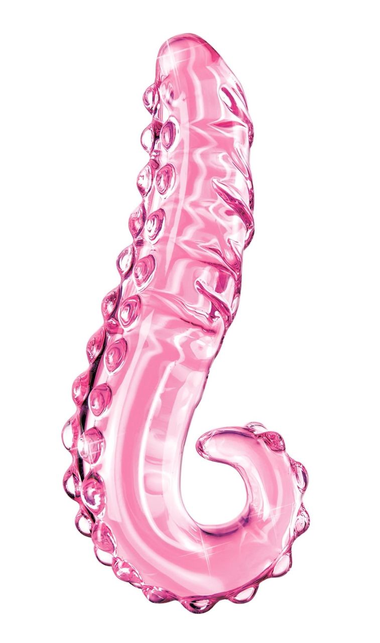 Icicles No. 24 - bordázott nyelv üveg dildó (pink) Icicles No. 24 - bordázott nyelv üveg dildó (pink)