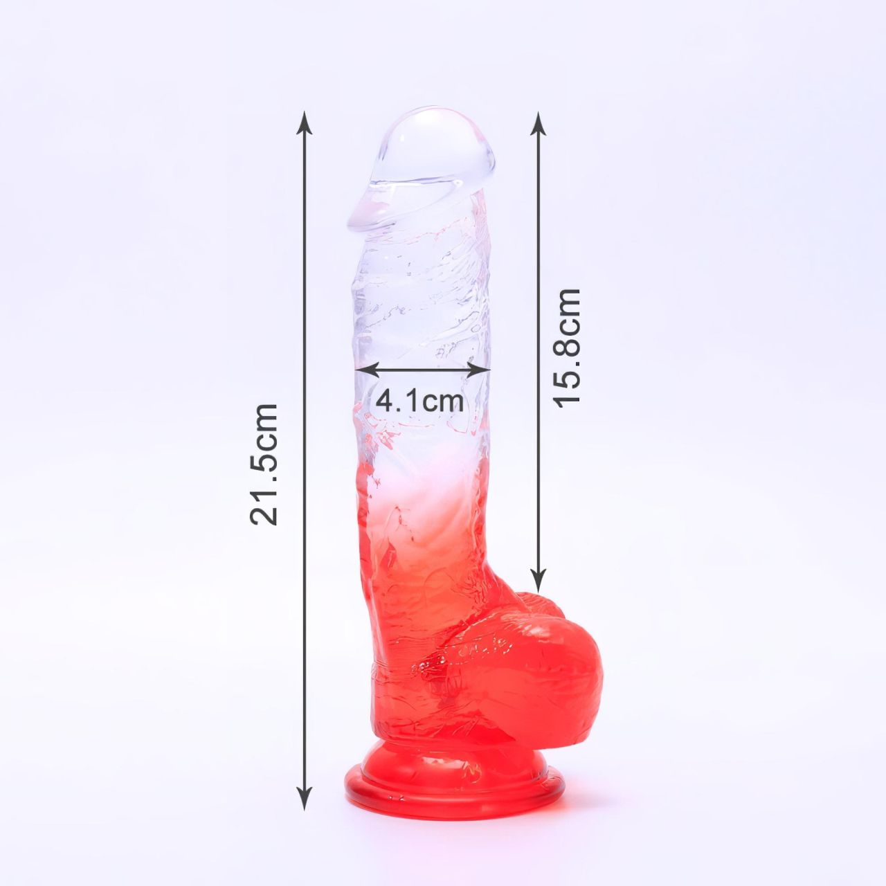Sunfo - tapadókorongos, herés dildó - 21cm (átlátszó-piros) Sunfo - tapadókorongos, herés dildó - 21cm (átlátszó-piros)