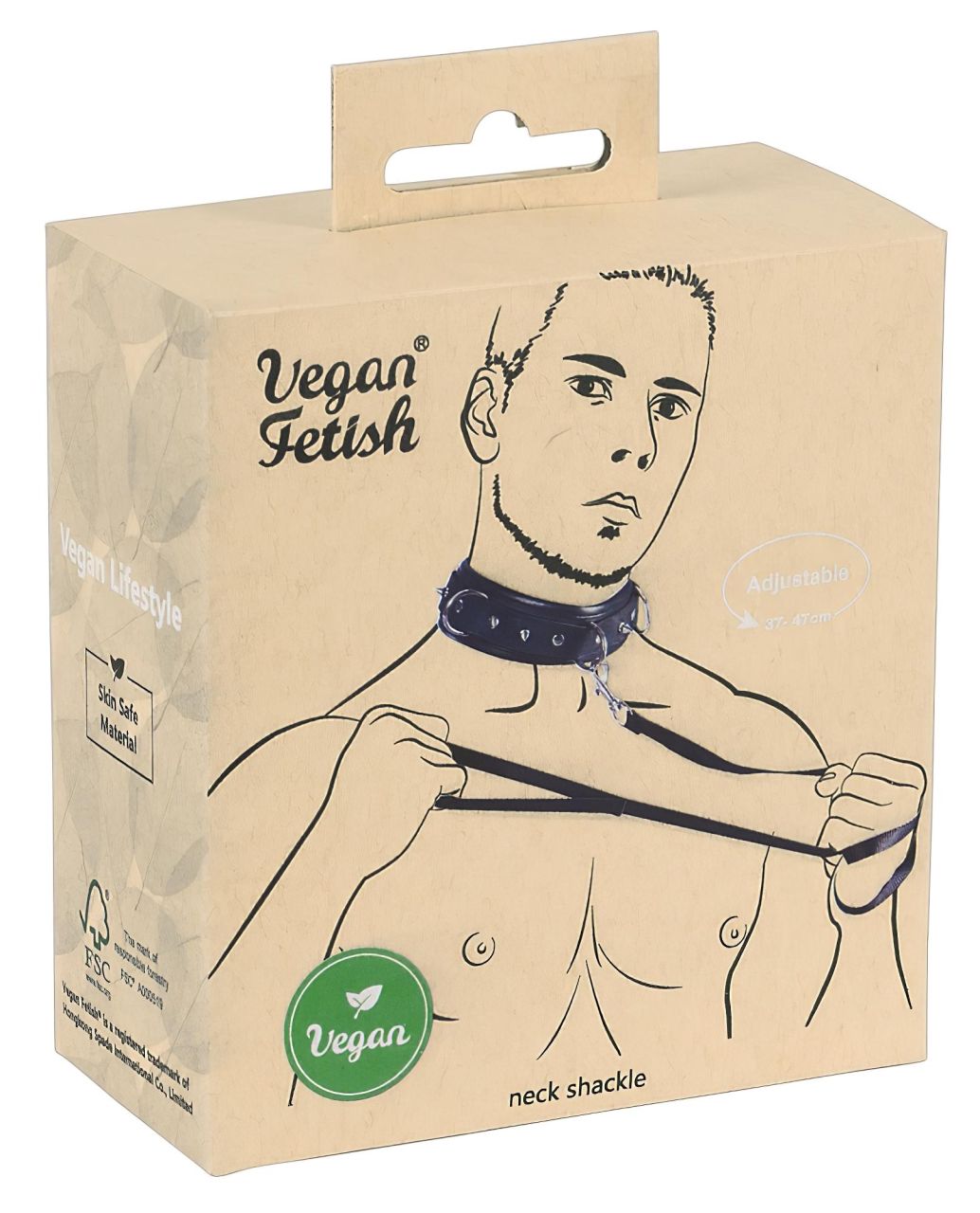 Vegan Fetish - szegecses nyakörv és póráz (fekete) Vegan Fetish - szegecses nyakörv és póráz (fekete)