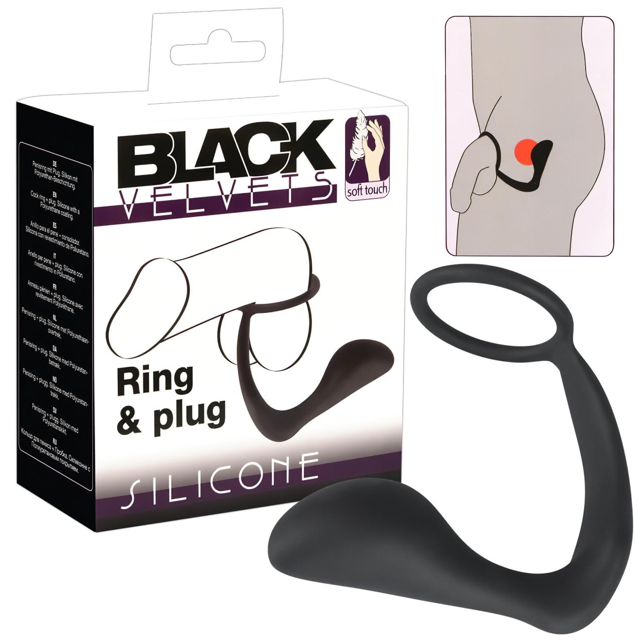 Black Velvet - anál plug péniszgyűrűvel (fekete) Black Velvet - anál plug péniszgyűrűvel (fekete)