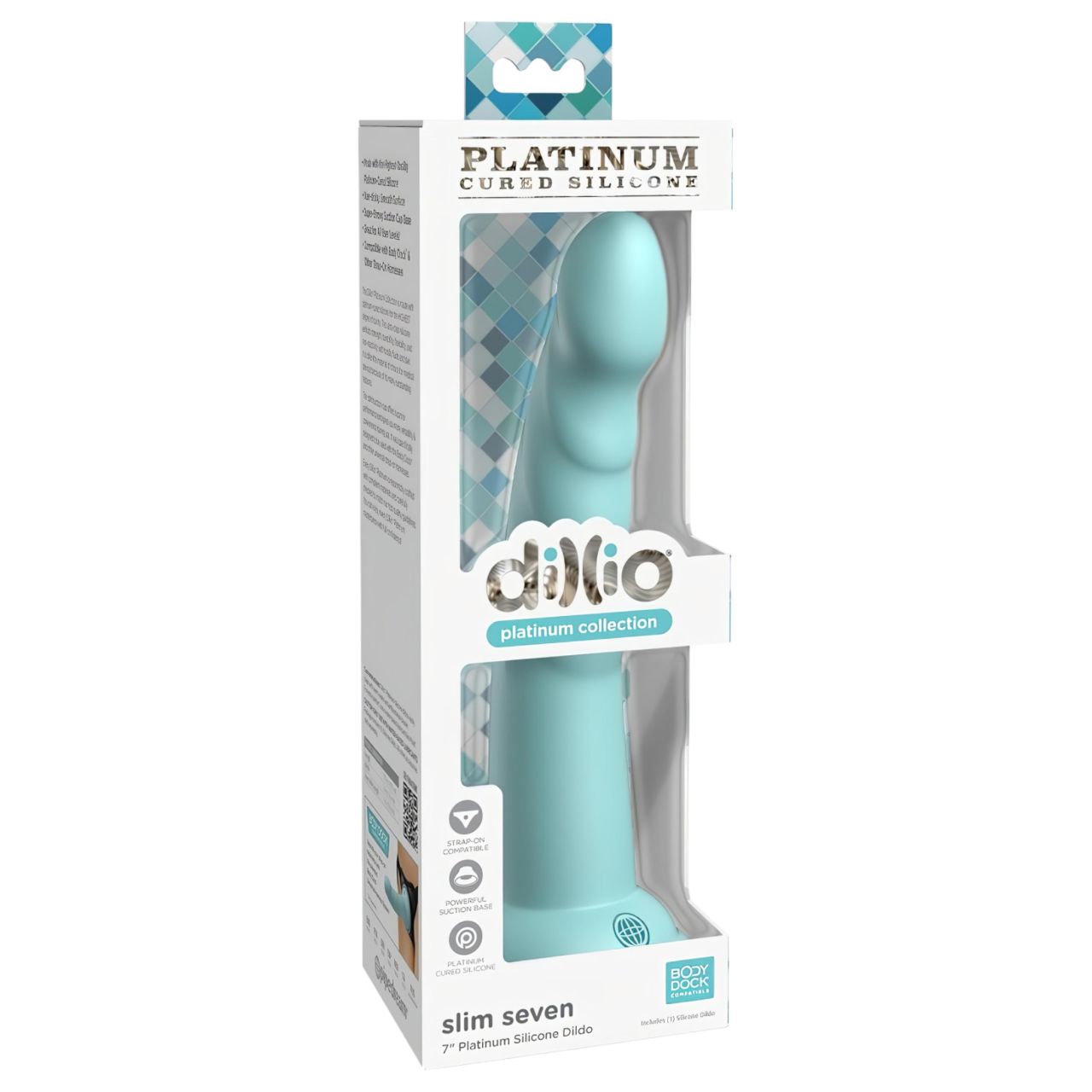 Dillio Slim Seven - tapadókorong stimuláló dildó (20cm) - türkiz Dillio Slim Seven - tapadókorong stimuláló dildó (20cm) - türkiz