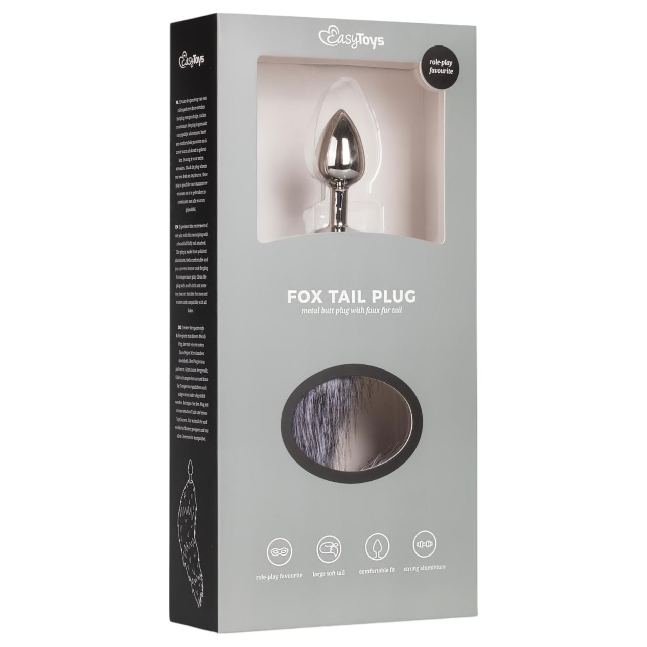 Easytoys Fox NO5 - fém anál plug rókafarokkal (ezüst-ezüst) Easytoys Fox NO5 - fém anál plug rókafarokkal (ezüst-ezüst)